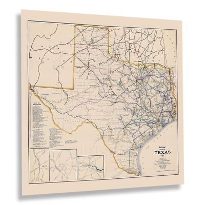 1926 Texas Railroad Map Poster Wall Art Print