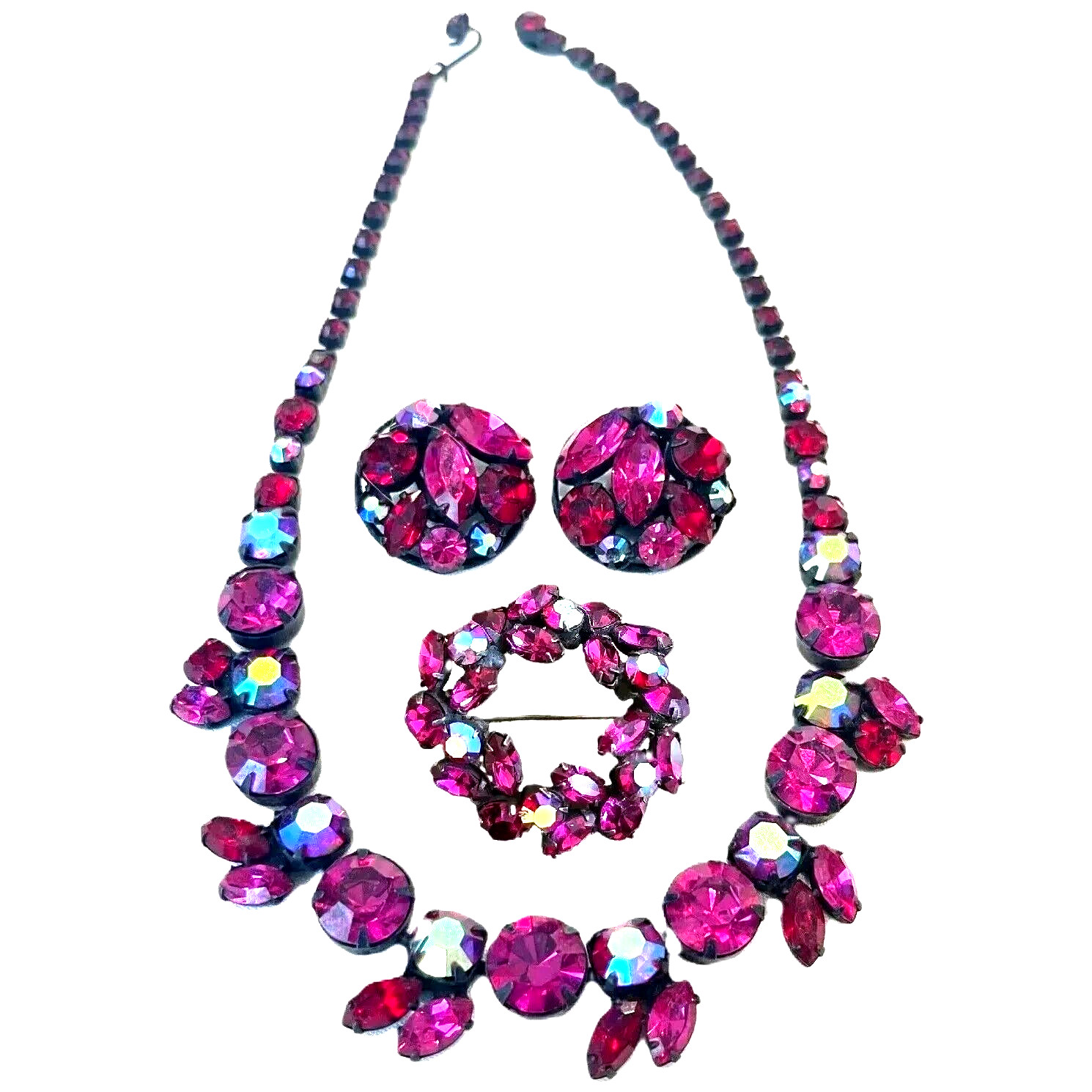 REGENCY Fuchsia Ruby & A.B.  Austrian Crystals Ne… - image 1