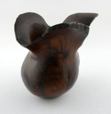 Vintage Mid Century Arturo Solano Costa Rica Wood Turned Live Edge Short Vase