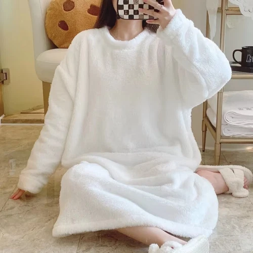 Winter dicke warme Flanell Nachthemden Nachtwäsche Nachtkleid Nachtkleid Nachthemd - Bild 4 von 22