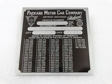 DATA PLATE FOR VINTAGE PACKARD MOTOR COWL PLATE 1940' S MODEL #V256-7