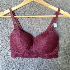 Victoria Secret Lace Underwire Bralette Burgundy Pull Over Push Up Bra S D DD