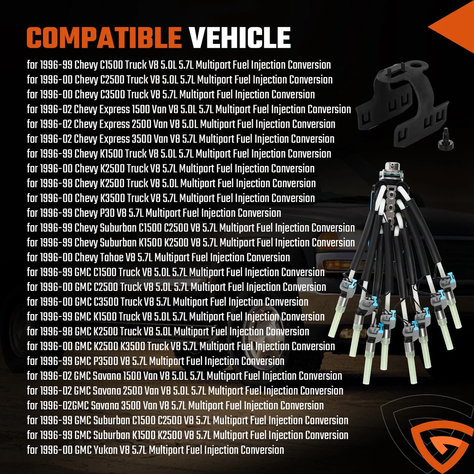 Inyector de combustible Spider Vortec de 8 puertos para camioneta Chevy GMC V8 5,0 L 5,7 L FJ504 Foto 2 de 4