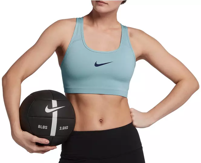 NEW NIKE [M] Women's DRI-FIT Medium Support Sports Bra-Light Blue 842398-453