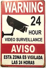 TIN SIGN new 8x12 Security video camera warning Spanish Aviso CCTV criminals A16