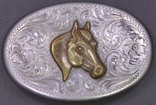 Vintage Diablo Sterling Silver Horse Belt Buckle