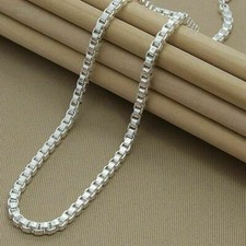 20" Elegant 925 Sterling Silver 4mm Width Square Box Link Chain Necklace