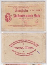 Banknote 500000 Mark Emergency Money Municipality of Münchberg 17.08.1923 (159458)