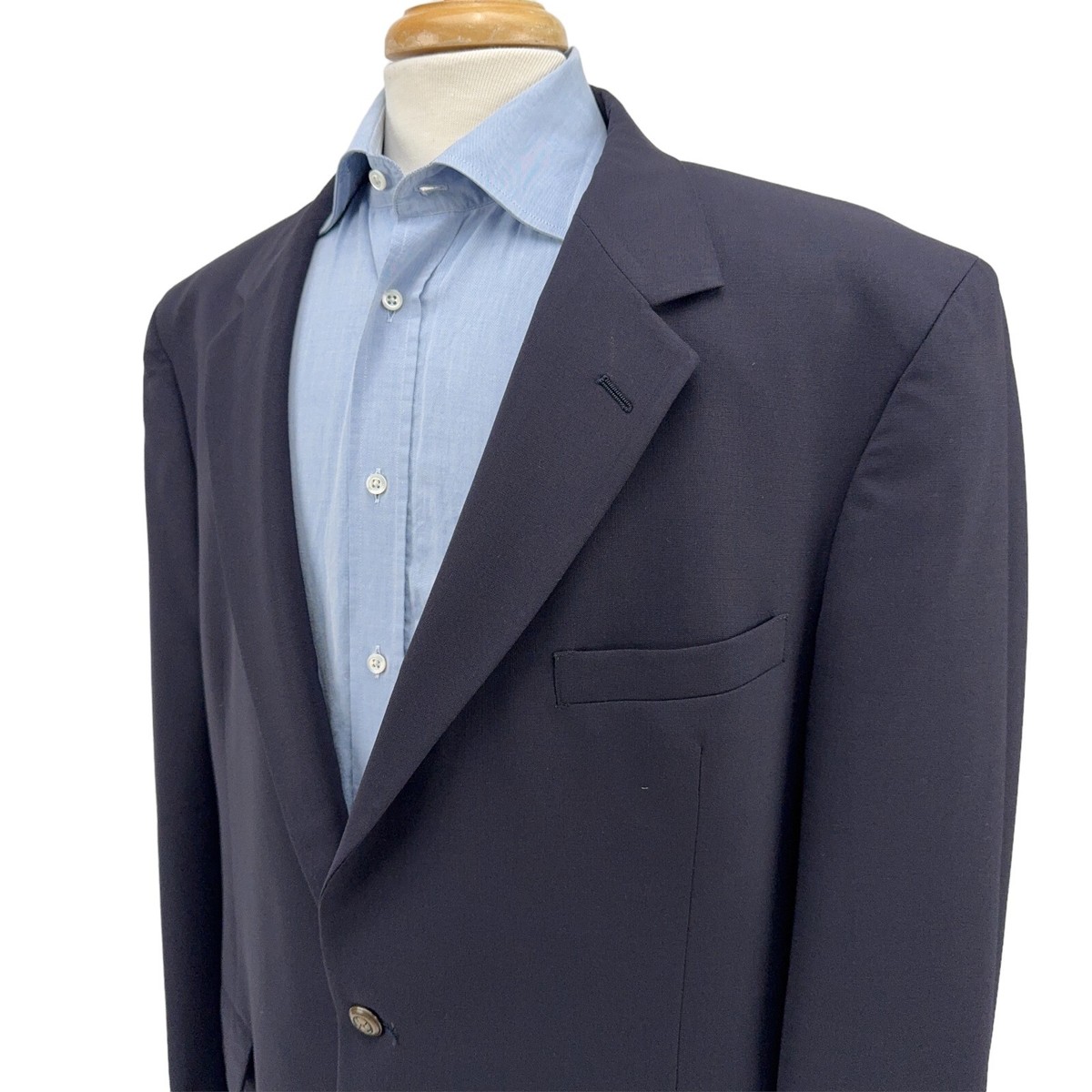 Jos A Bank Vintage Navy Brass Button Stretch Wool Blazer Sport 