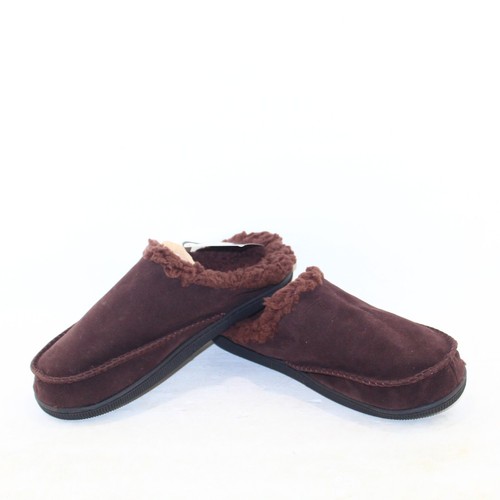 Zapatillas para hombre MukLuk talla mediana (10-11) marrón forradas de piel sintética plantilla 10,5" NUEVAS - Imagen 3 de 6