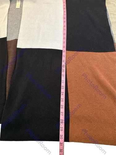 Chicos Poncho Wrap Abstract Size OS Block Black Brown Cozy Minimalist  - Picture 7 of 8