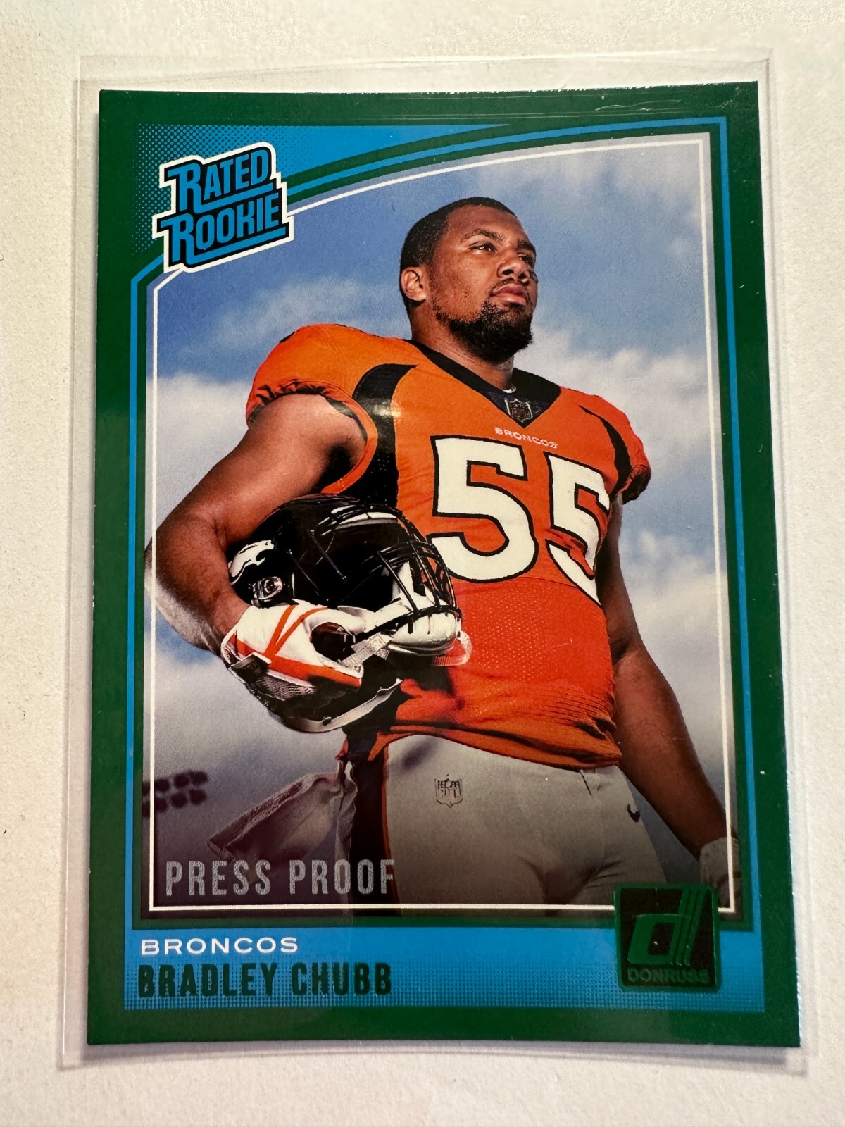 K21,043 - 2018 Donruss Press Proof Green #319 Bradley Chubb RR
