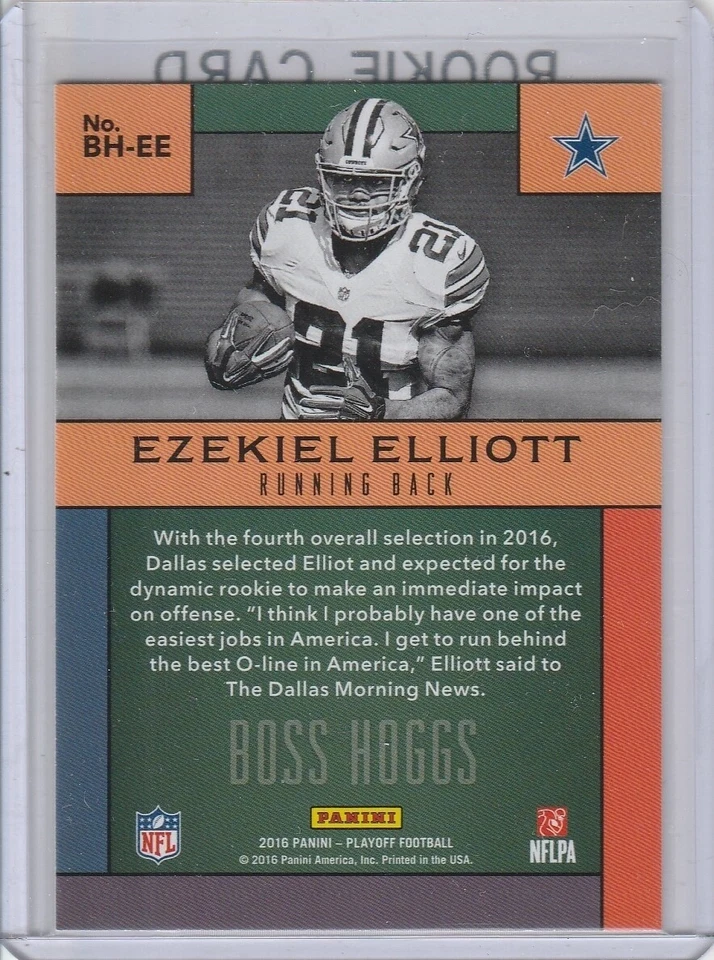EZEKIEL ELLIOTT ROOKIE CARD 2016 Playoff Boss Hoggs Dallas Cowboys FOOTBALL RC - Image 2 of 2