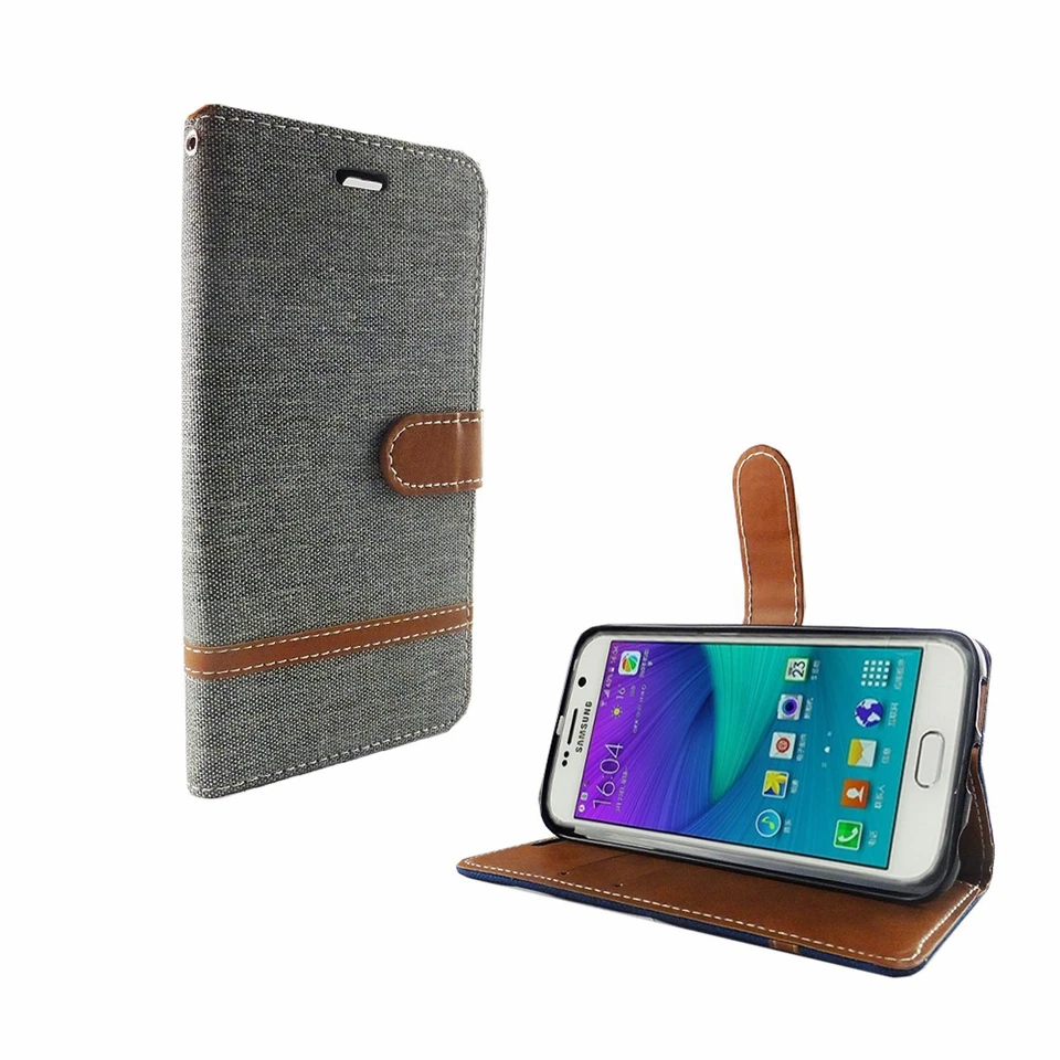 Phone Case for Samsung Galaxy S6 Edge Case Wallet Cover 360 Case Gray - Image 2 of 3