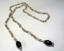 David Yurman Sterling Silver  18K Black Onyx Figaro 36" Necklace