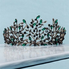 Vintage Baroque Goth Green Woodland Tiara Crown Emerald Princess Queen bridal 