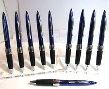 LOT OF 10 TERZETTI POINTER METAL BALLPOINT PENS-BLUE+RUBBERIZED GRIP