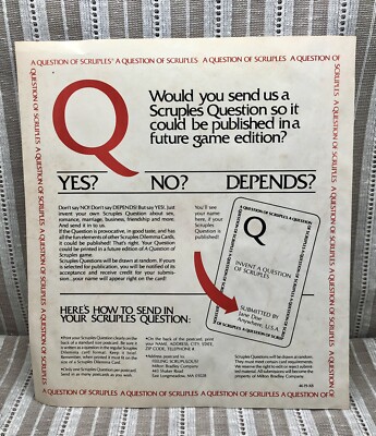 Vintage Question Of Scruples Card Game Flyer -Send In A Question to Be Published