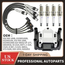 Ignition Coil & Spark Plugs & Wire set for Beetle Golf Jetta Seat Ignitio UF277