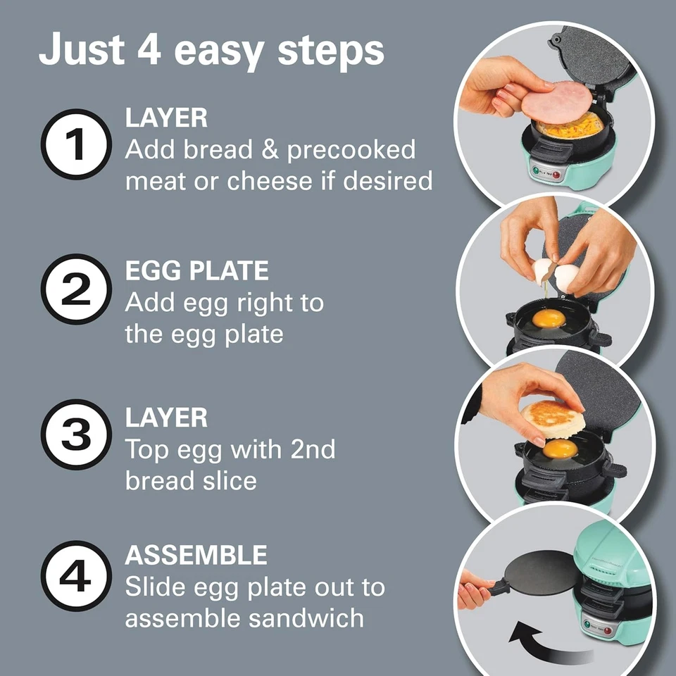 Sandwichera Hamilton Beach Desayuno con Anillo para Hervidor de Huevos, Ingrediente Personalizado Foto 4 de 4