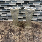 Vintage Anchor Hocking Moonstone Glass Bud Vase, 5.5" White Opalescent Hobnail