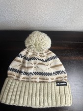 Columbia Beige Hat Beanie One Size Pom