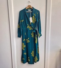 Toast Dress 10 Pine Green Crosshatch Floral Print RRP £185