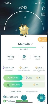 Pokemon Go Shiny Meowth ( Reduced)