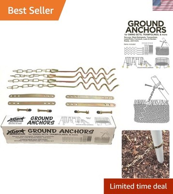 Swing Set Ground Anchors - 4pcs Metal Auger-Style 12 3/4'' ea. Easy Assembly. ...