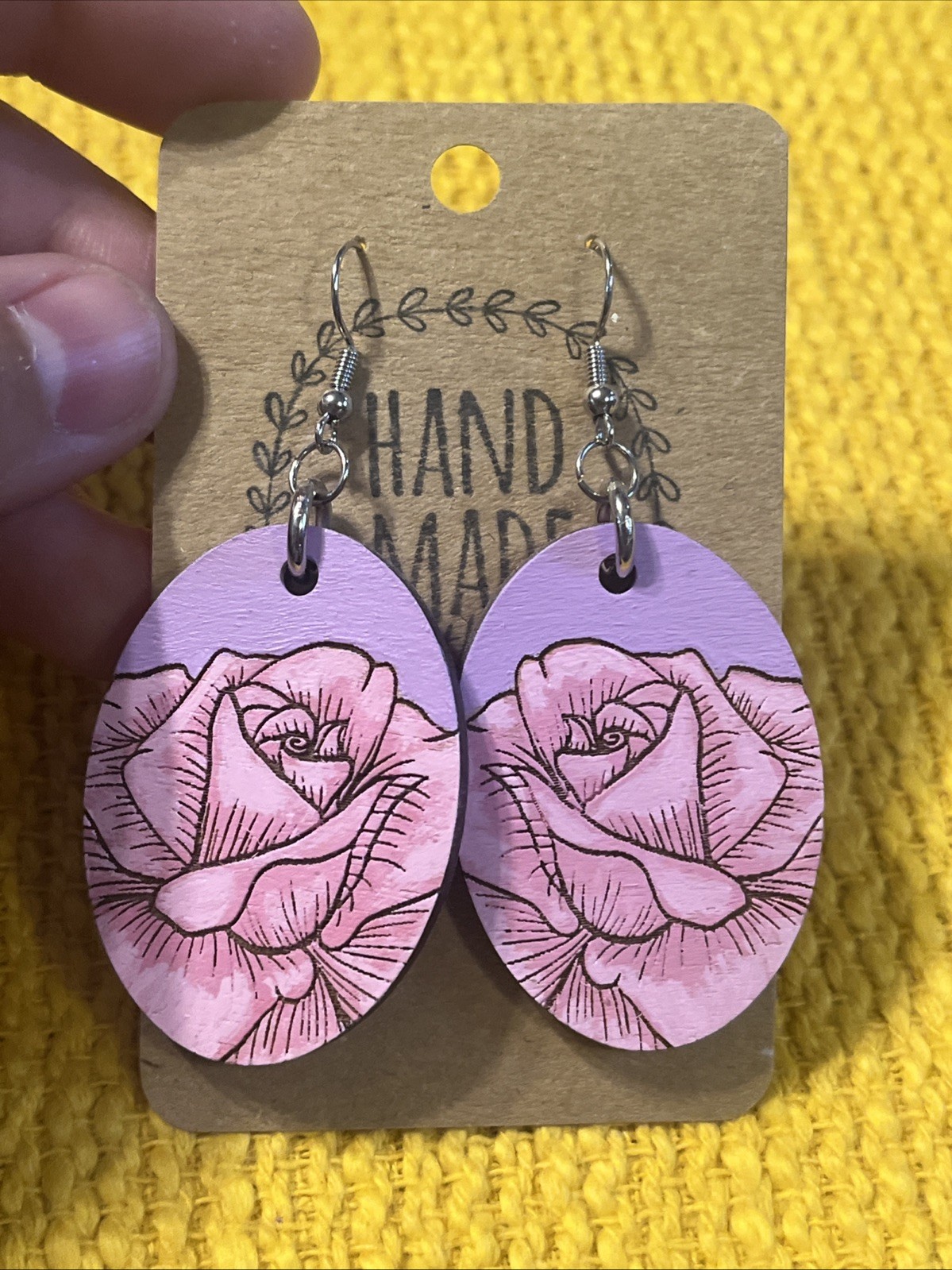 Pink and Lavender Rose Flower Earrings New Floral Design