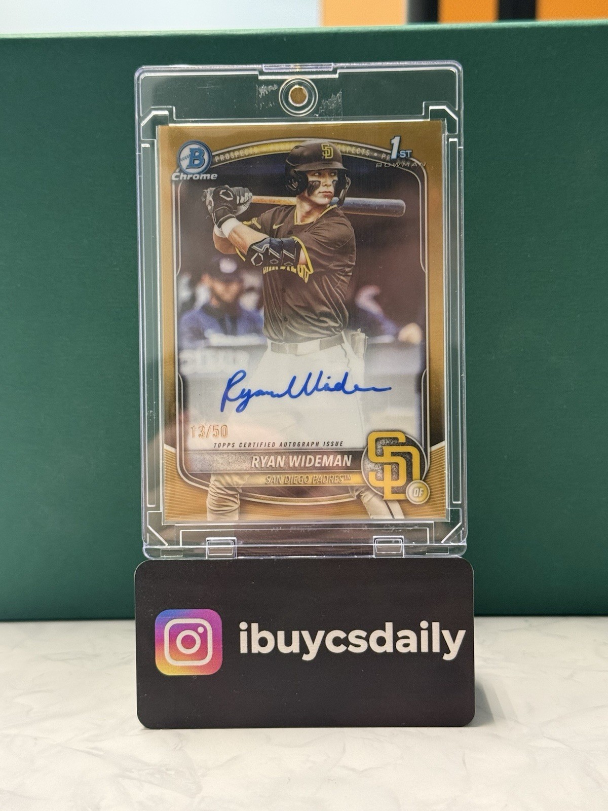 2025 Bowman Draft Chrome Prospect Auto Ryan Wideman Gold Refractor Auto /50