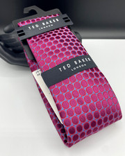TED BAKER London Men's Silk Blend Tie  Magenta  Geometric  NEW MSRP 79.50