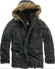 Brandit Parka Explorer Jacke N-3B gefüttert Kapuze Schwarz