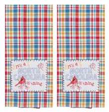 Set of 2 Kay Dee Designs State of North Carolina Embroidered Applique Tea Towels