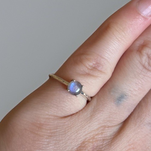 Blue Flash Labradorite Ring Size 5 925 Sterling Silver Dainty Ring