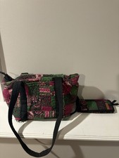 Donna Sharp Patchwork Floral Tote Bag Multicolor Zip Pouch Inner Pockets