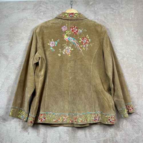 Giacca donna Avanti XL marrone scamosciata ricamata floreale stile vintage - Foto 13 di 20