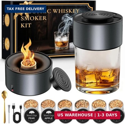 Electric Whiskey Smoker Kit, Rechargeable Bourbon Smoker Kit with 6 Flavors of N