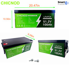 NEW 51.2V 100Ah LiFePO4 Lithium Battery Bluetooth BMS For Solar RV Golf Carts