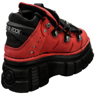 New Rock Half Boot Tower Unisex Platform Shoes in Red Black - 9 US
