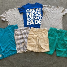 Boy Size 8 Clothing Lot 7x Pieces Bulk Summer Neutral Casual Organic Outdoor