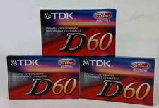 TDK D60 High Output Blank Audio Cassette Tapes IECI Type I - LOT OF 3 - Sealed
