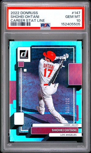 2022 PANINI DONRUSS CAREER STAT LINE #147 SHOHEI OHTANI 228/500 PSA 10