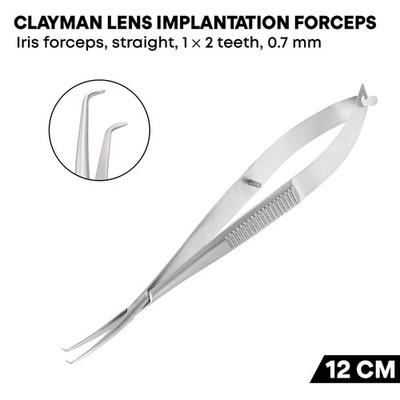 Clayman Lens Implantation Forceps 12 cm Curved 0.7 mm Ophthalmic Instruments