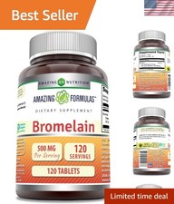 120 Count Bromelain 500mg Tablets - Caffeine Free, Allergen-Free, Made in USA