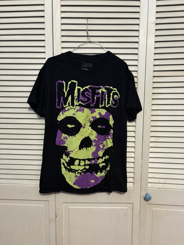Misfits Graphic Skull Crew Neck Short Sleeve T-Shirt Black Green Purple Men's