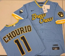 Milwaukee Brewers YELICH CHOURIO TURANG 100 REAL Jersey CITY CONNECT NWT