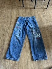 Y2K Paco Jeans Sz 36x33 Baggy Skater Embroidered Blue Wash Back Pocket Hit