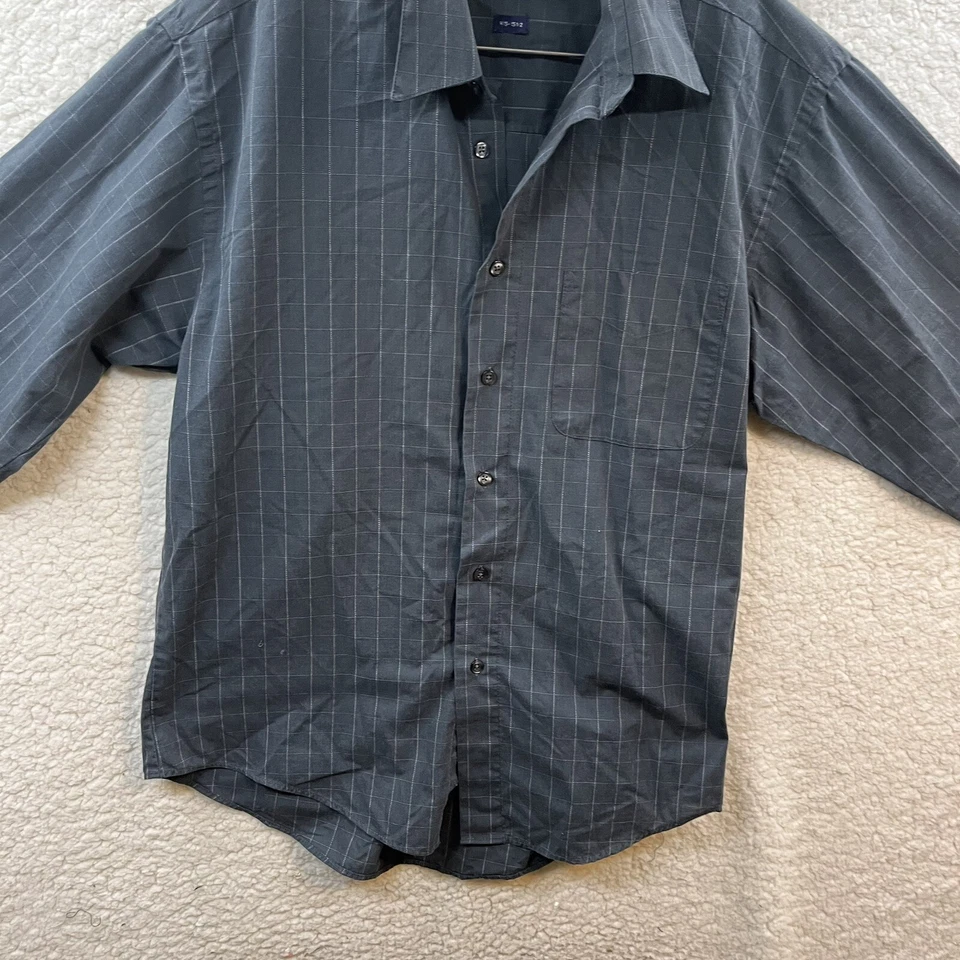 Camisa de vestir grande con botones de manga larga geométrica azul Arrow para hombre M15-15,5 Foto 3 de 4