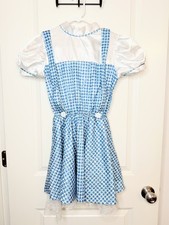 Girls Dorothy Wizard of Oz Costume Dress Blue Gingham Sequin Lace Size M